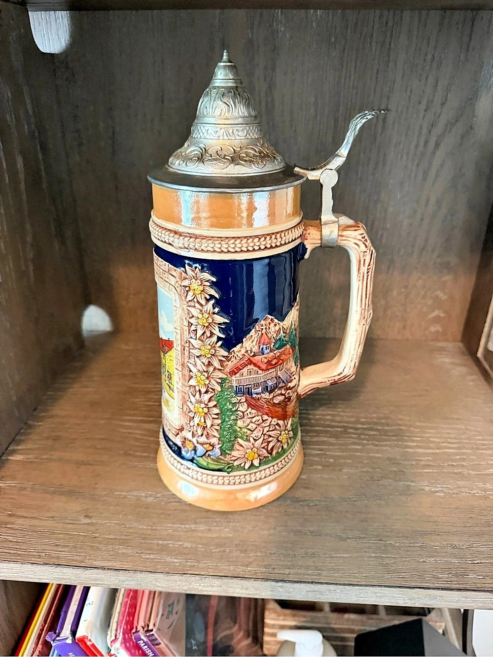 Baumholder Beer Stein Blue & Cream